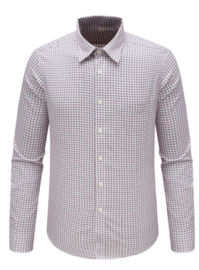 MY222美尔断码清仓男士简约商务休闲红色小格子全棉免烫长袖衬衫