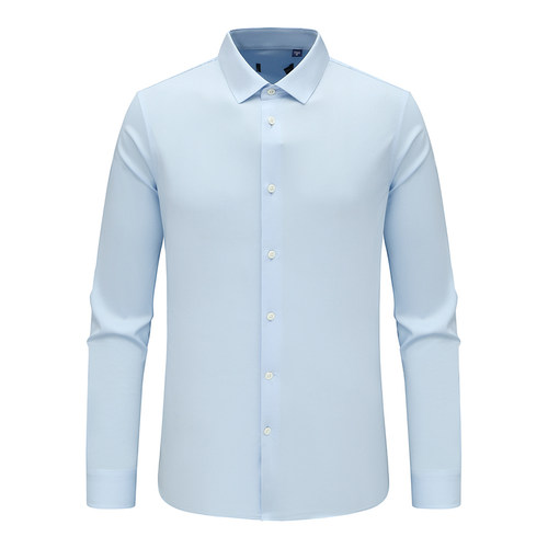 浅蓝色通勤职业装免烫长袖衬衫
