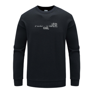 圆领简约休闲宽松舒适全棉黑色长袖 H928换季 男士 清仓秋季 卫衣 断码