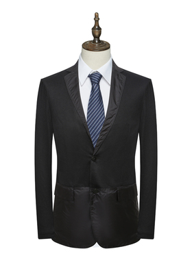 CA298卡断码清仓夏季薄款男士57.7％棉黑色两粒扣商务休闲单西服