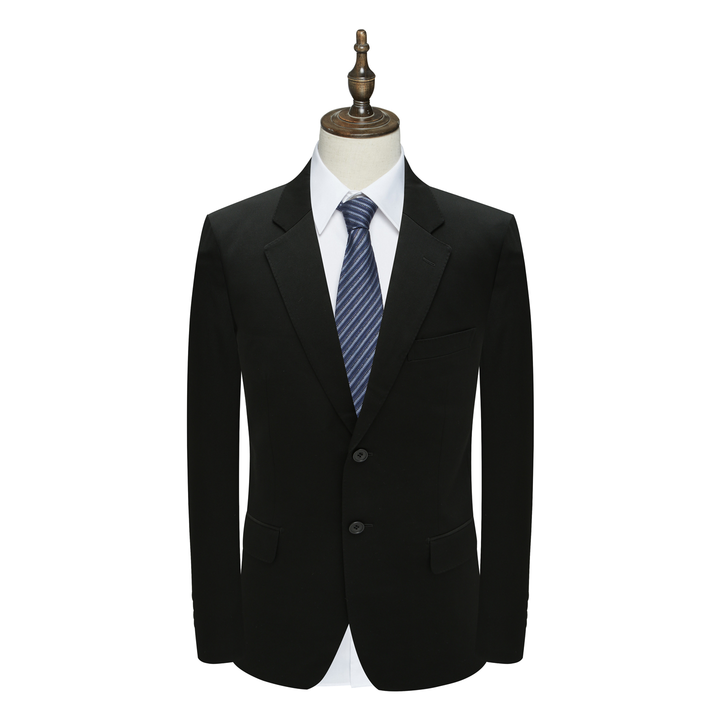 百搭黑色两粒扣羊毛西服外套