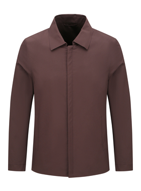 H1234断码清仓春秋款中年男士简约休闲百搭暗红色翻领夹克衫外套