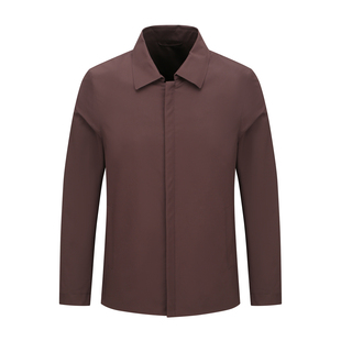 H1234断码清仓春秋款中年男士简约休闲百搭暗红色翻领夹克衫外套