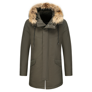 简约保暖中长休闲连帽90％白鸭绒羽绒服 男士 H1225芭断码 清仓冬季