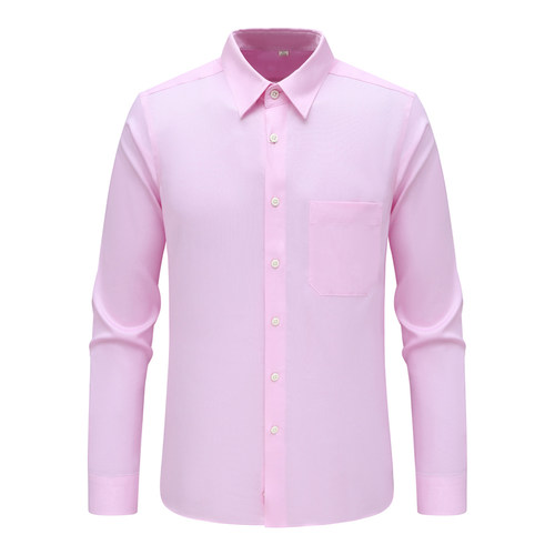 商务粉色打底全棉免烫长袖衬衫