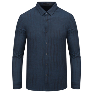 RN4瑞诺换季断码清仓秋季款男式商务绅士休闲深蓝色打底长袖衬衫