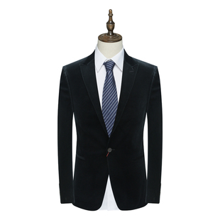 商务休闲黑色绒面一粒扣单西服外套 男士 AB966邦纳断码 清仓春秋款