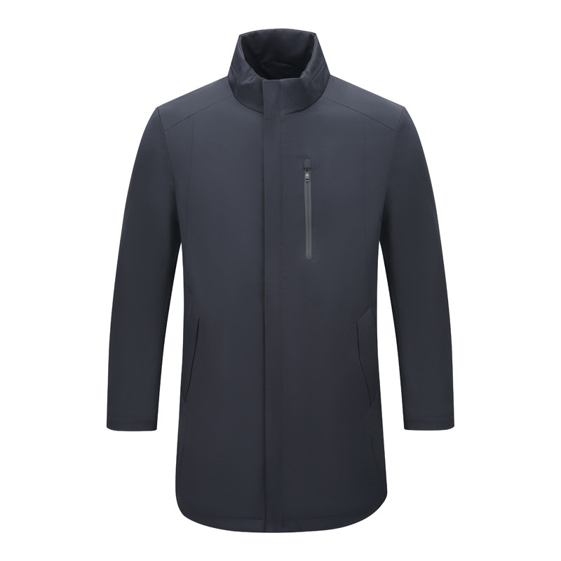 Y1363路易断码清仓秋季男士简约休闲百搭黑蓝色立领薄棉风衣外套