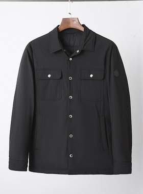 外贸换季断码清仓秋冬男士90％白鸭绒黑色翻领羽绒服夹克外套R011