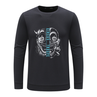 断码 潮流印花圆领黑色长袖 清仓秋季 中青年男士 卫衣 款 Q1582九换季