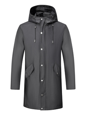 AL23澳L多L换季断码清仓早春男简约休闲灰色中长款连帽薄棉服外套