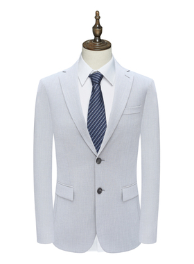 B1576鸟断码清仓春秋款男士商务绅士简约浅灰色两粒扣单西装外套