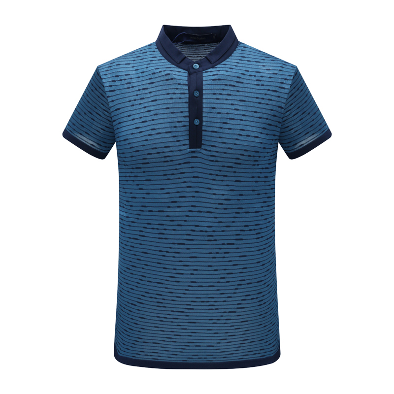 修身款短袖T恤蓝色横条纹