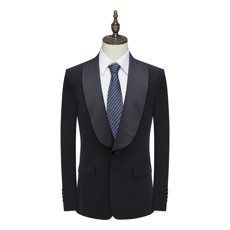 一粒扣双开衩修身商务西装