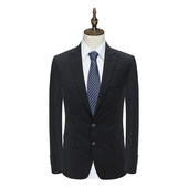 外套 50.8％羊毛两粒扣双开衩黑色商务西装 PL56皮断码 清仓春秋男士