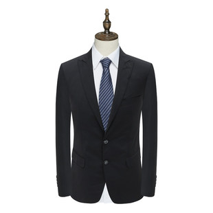 外套 50.8％羊毛两粒扣双开衩黑色商务西装 PL56皮断码 清仓春秋男士