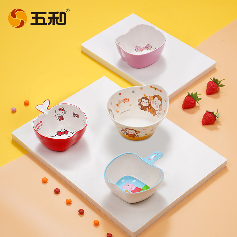 五和儿童餐具密胺卡通辅食宝宝碗图片