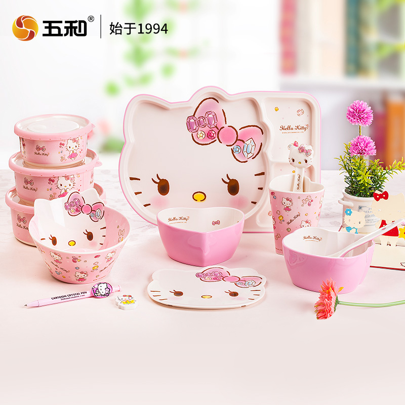 卡通密胺辅食碗防摔防烫分格餐盘