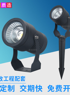 源头厂家文旅景观草坪LED照树灯投光灯 COB黑色10W高亮地插灯