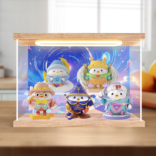川帝适用周年蚂蚁庄园小鸡公仔盲盒套盒摆件亚克力透明灯光展示盒
