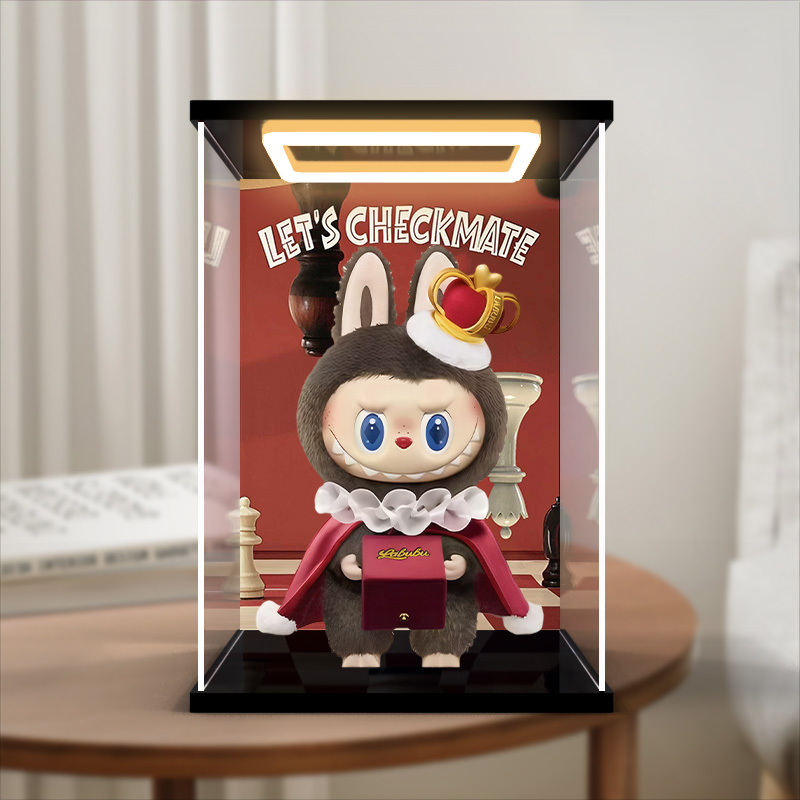 防尘展示盒适用泡泡玛特LABUBU象棋大冒险搪胶毛绒公仔亚克力展示