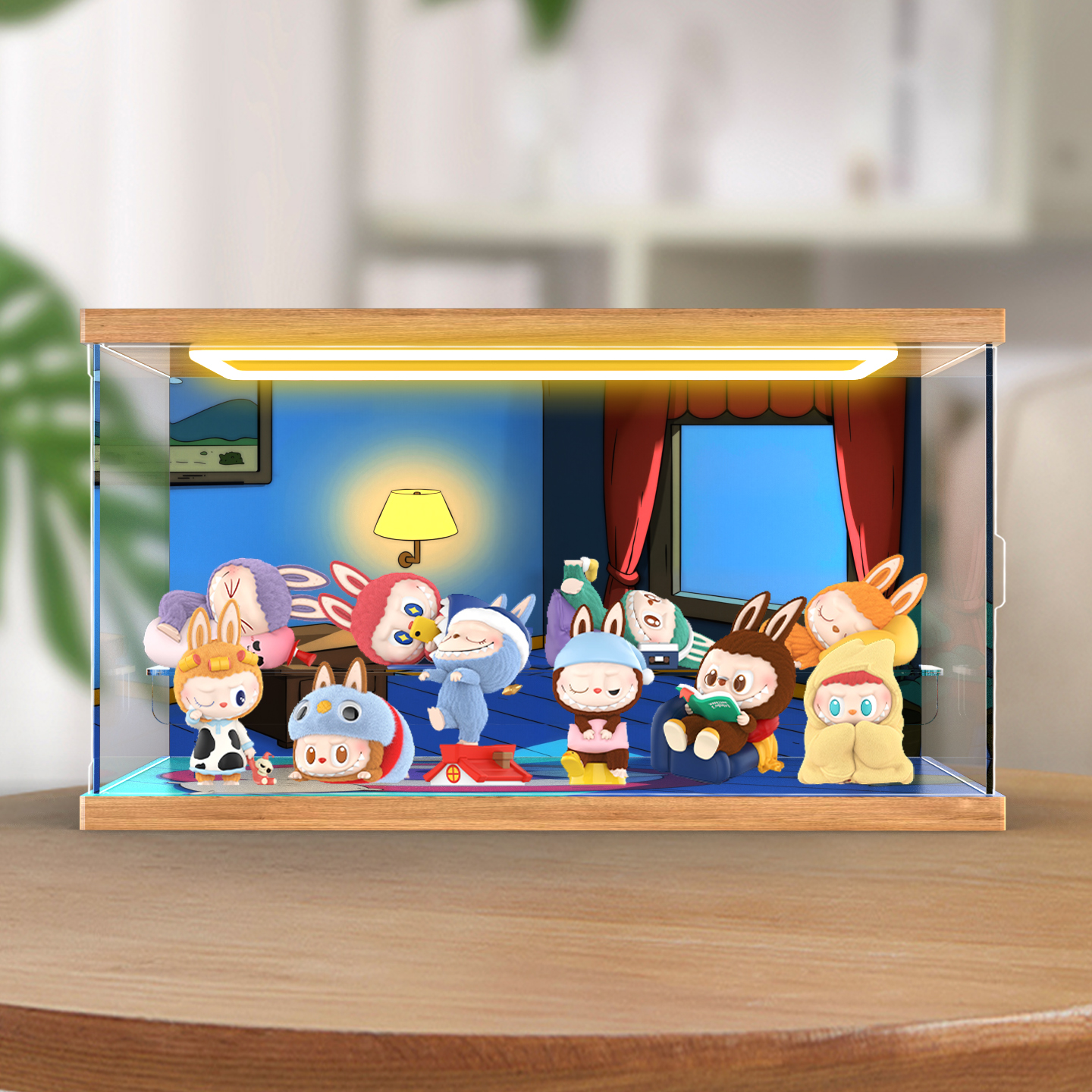 回型灯展示盒适用泡泡玛特拉布布THE MONSTERS凌晨一点系列防尘罩