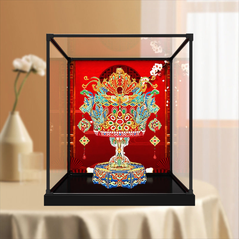 适用同趣有凤来仪展示盒八音盒凤冠积木新婚礼物防尘亚克力展示架