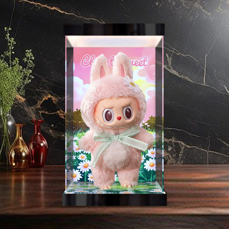 透明灯箱款展示盒适用labubu mokoko甜心close to sweet搪胶公仔