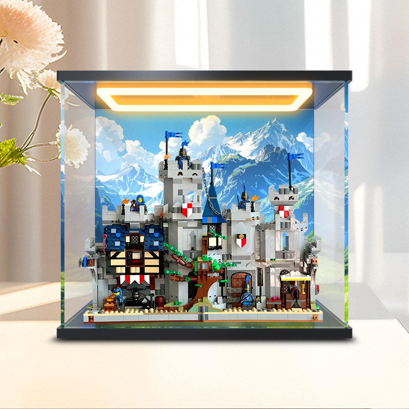 回灯亚克力展示盒子适用乐高31168中世纪骑士城堡积木手办防尘罩