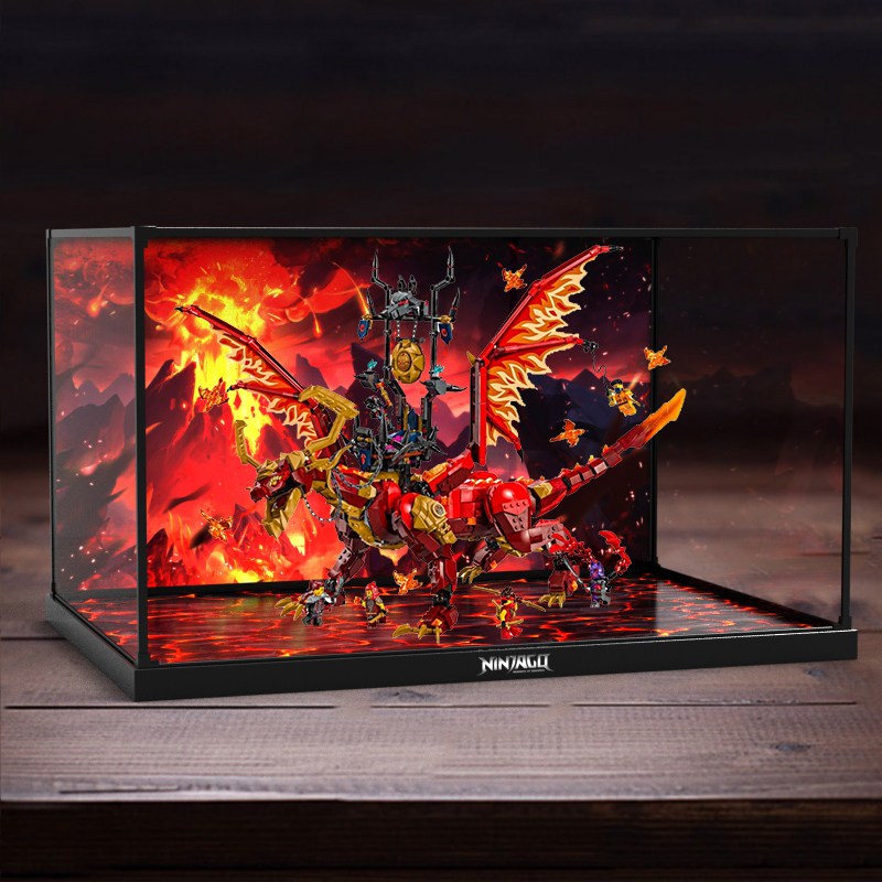 适用乐高71822 幻影忍者威猛源龙模型拼装透明展示盒亚克力防尘罩