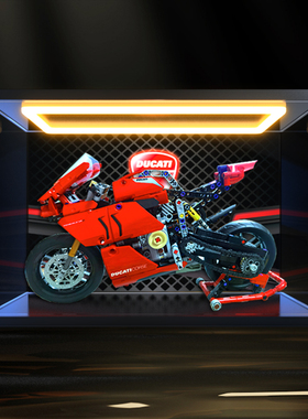 防尘罩回灯高清展示盒适用科技系列机械42107杜卡迪V4R摩托车模型