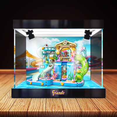 适用高乐 42630心湖城水上乐园手办模型可开门防尘罩亚克力收纳盒
