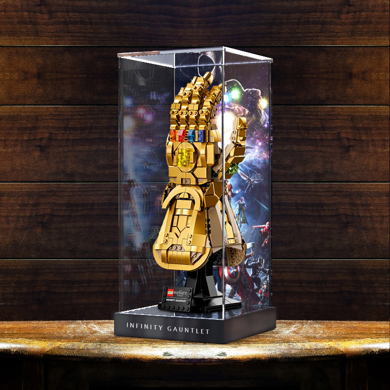 亚克力防尘罩适用乐高76191灭霸无限原石手套漫威透明收纳展示盒