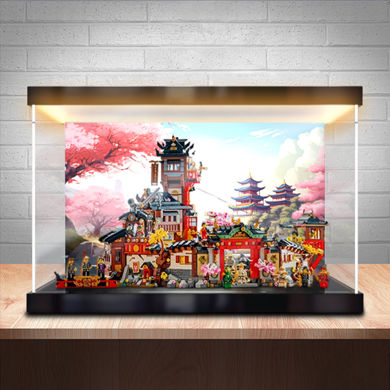 川帝防尘罩适用乐高71861 15周年纪念款初代忍者村模型灯箱展示盒图片
