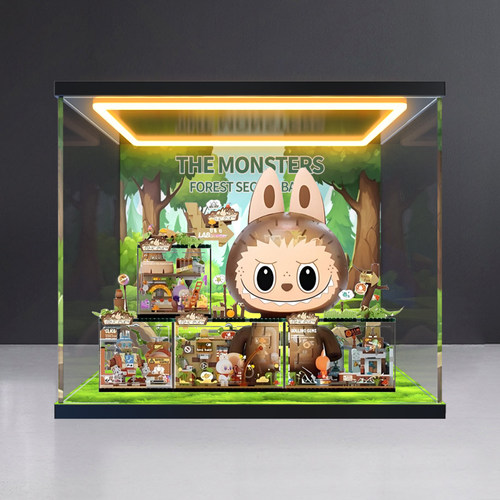 适用泡泡玛特LABUBU森林秘密基地系列模型积木盒亚克力主题展示盒