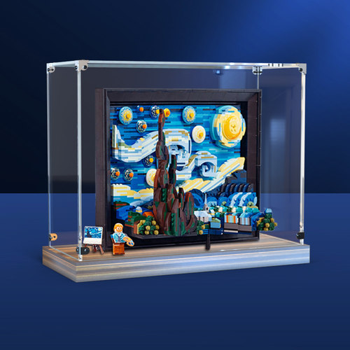 木质展示盒21333梵高星月夜积木