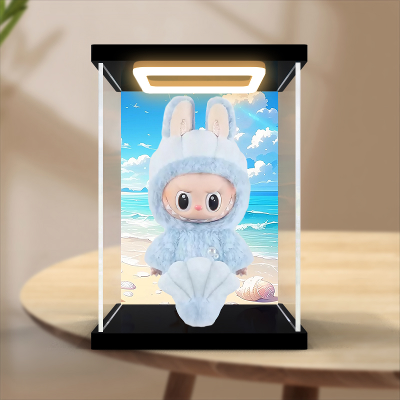 适用于泡泡特特 Labubu 鱼尾狮新加坡限定潮玩公仔专用展示盒防尘