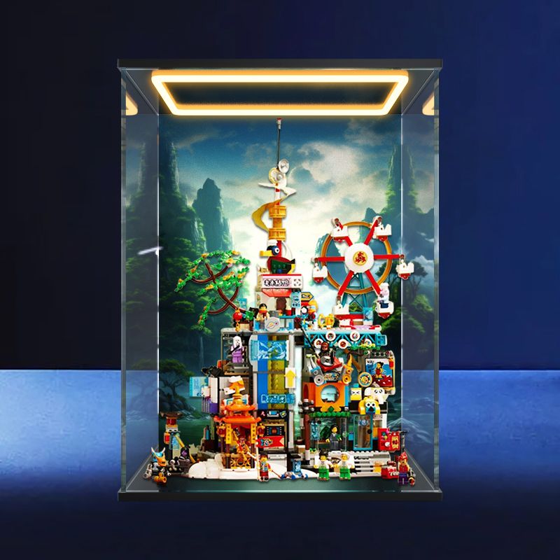 适用乐高悟空小侠系列80054 万千城模型透明防尘罩回灯型收纳盒子