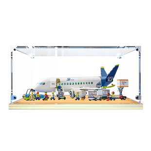 亚克力展示盒适用le高60367 客运飞机积木收纳手办木质底座防尘盒