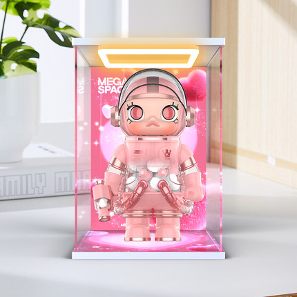 高清防尘罩回灯展示盒适用泡泡玛特MEGA SPACE MOLLY心悦400%手办