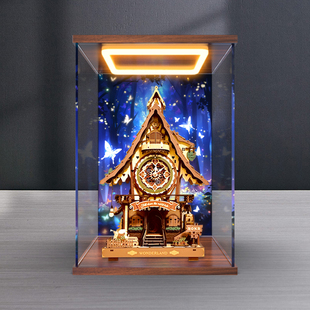 亚克力灯光展示盒适用若客布谷鸟钟通用礼物diy拼装积木摆件收纳