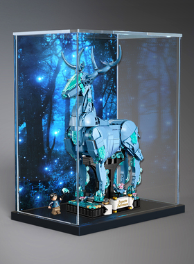 亚克力展示盒适用le高76414哈利波特守护神咒雄鹿防尘罩