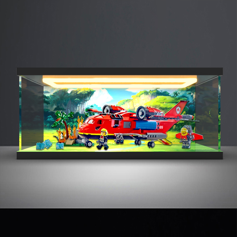 回型灯彩绘款展示盒适用 乐高城市系列 60413 消防飞机积木玩具