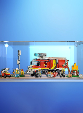 亚克力展示盒适用le高60374 消防指挥车积木模型一体式防尘罩子