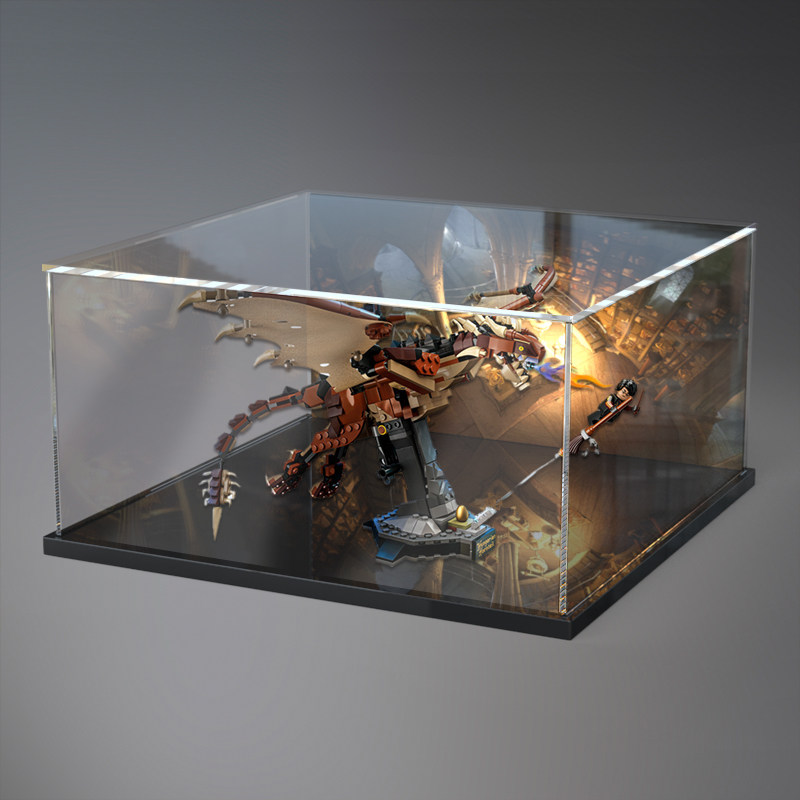 亚克力展示盒适用乐高76406匈牙利树峰龙积木玩具模型防尘收纳盒