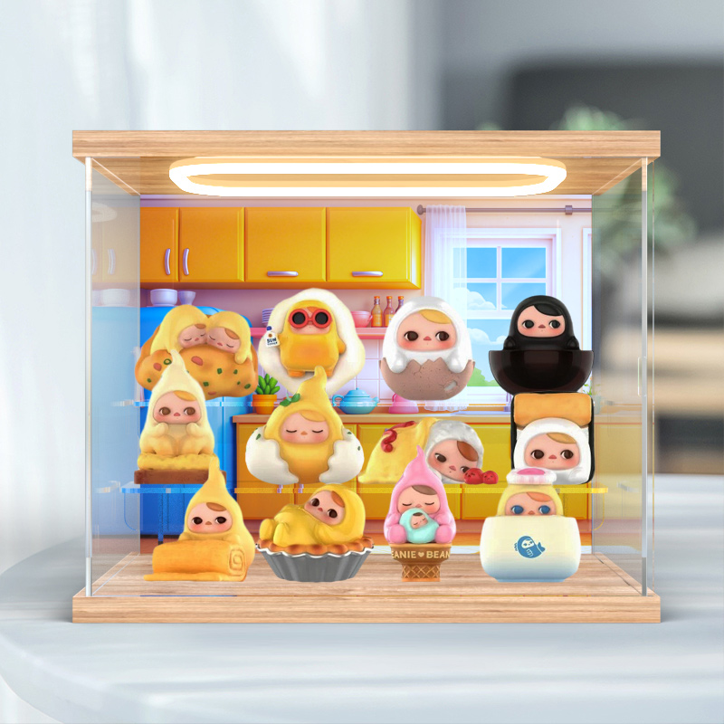 适用POPMART泡泡玛特PUCKY蛋蛋豆子系列礼物盲盒灯光亚克力展示盒