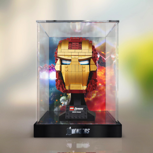 lego适用钢铁侠头盔透明防尘盒