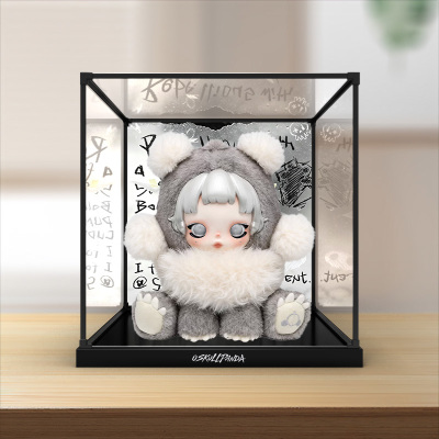 川帝适用泡泡玛特SKULLPANDA熊叛叛毛绒公仔搪胶合金框展示盒
