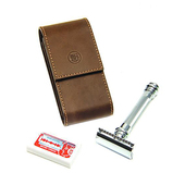 双刃安全剃须刀旅行套装 Merkur 加重镀铬螺纹手柄 38C 德国默克