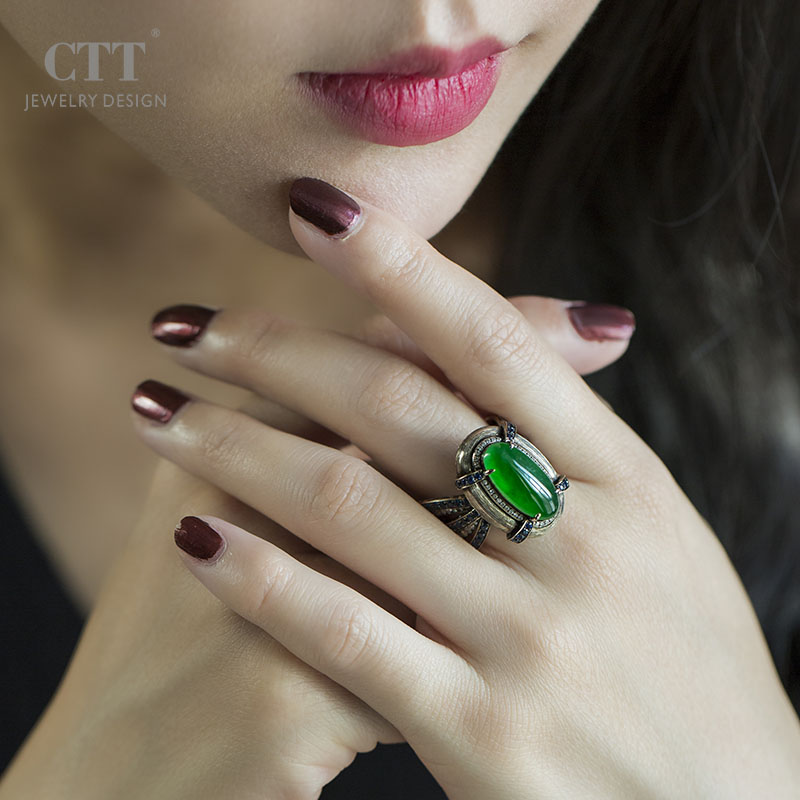 淇家｜CTT  碧冠G18K翡翠戒指  具体价格联系客服